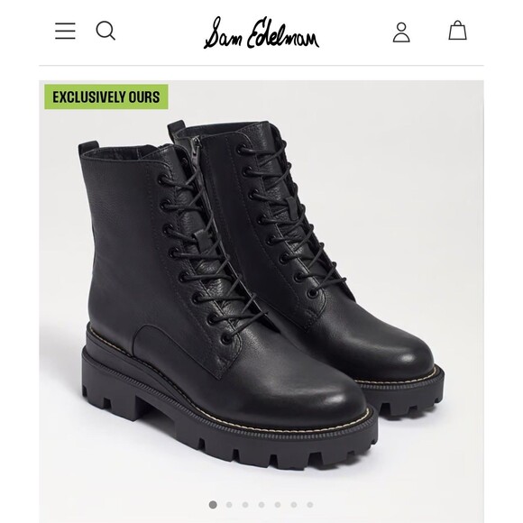 Sam Edelman Shoes - ⁠Sam Edelman Garret Black Leather Lug Sole Combat Boots Women Sz 7.5 Waterproof